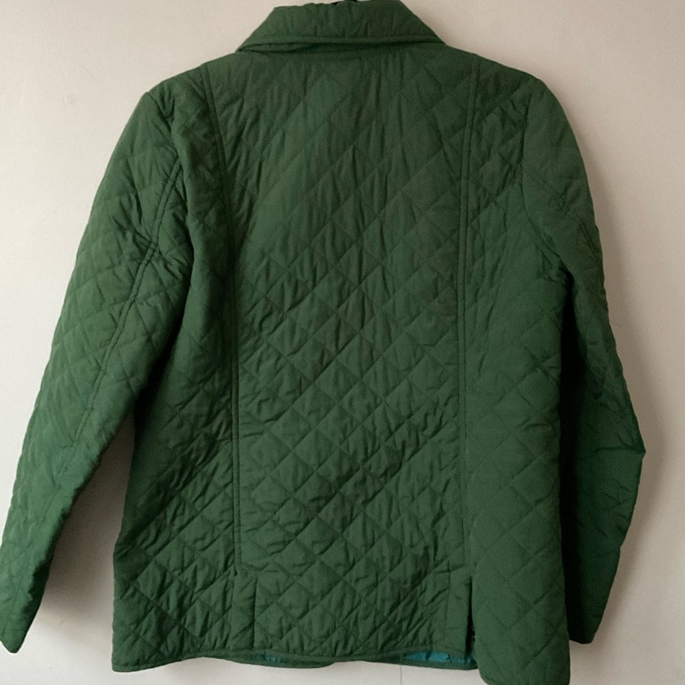 J Jill Quilted Jacket Small Green Lightweight Pockets Button Up Diamond women’s - Picture 5 of 8